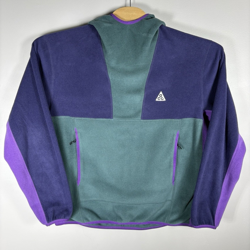ACG‎ NIKE Men's Large Green Wolf Tree Polartec Hooded Fleece Pullover Jacket